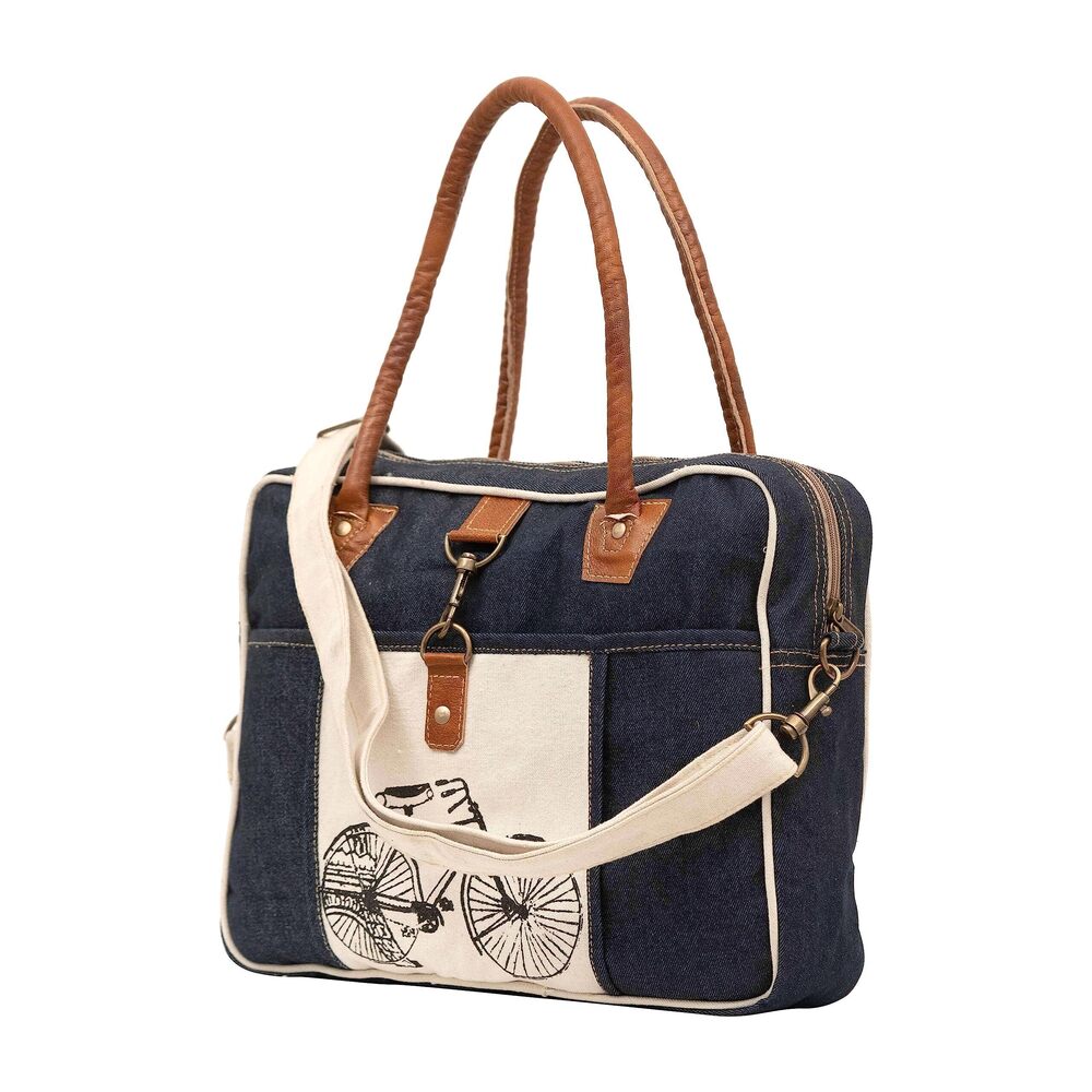 9324 Shy Shy Bags Bicycle Upcycled Canvas Bag & Cowhide Tote Bag & Canvas